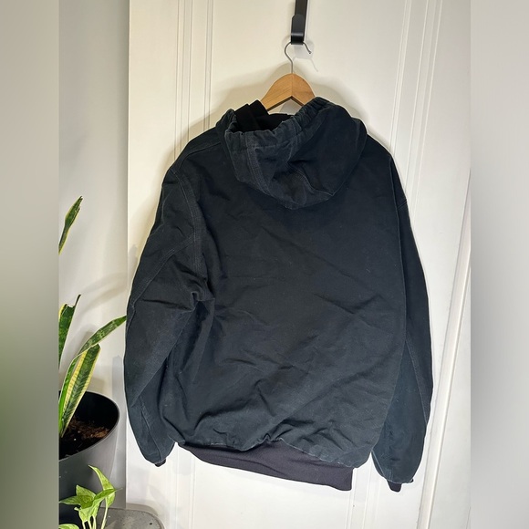 Vintage Carhartt Canvas Hooded Coat Dekalb Logo Lined Black Field Barn Jacket XL - Picture 7 of 11